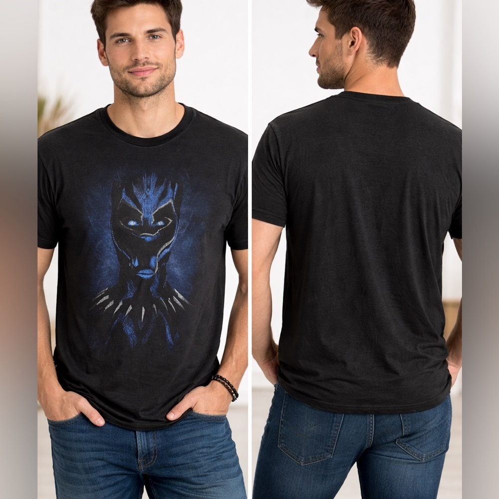 Marvel black panther Black Graphic Crewneck T‑Shirt MEDIUM